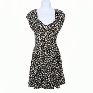 Derek Heart Black and Cream Floral Mini Dress